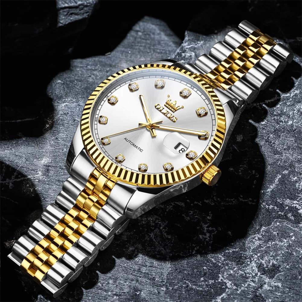 Nuovi orologi automatici di lusso OLEVS per uomo, impermeabili, con data, in acciaio inossidabile, Relogio Masculino