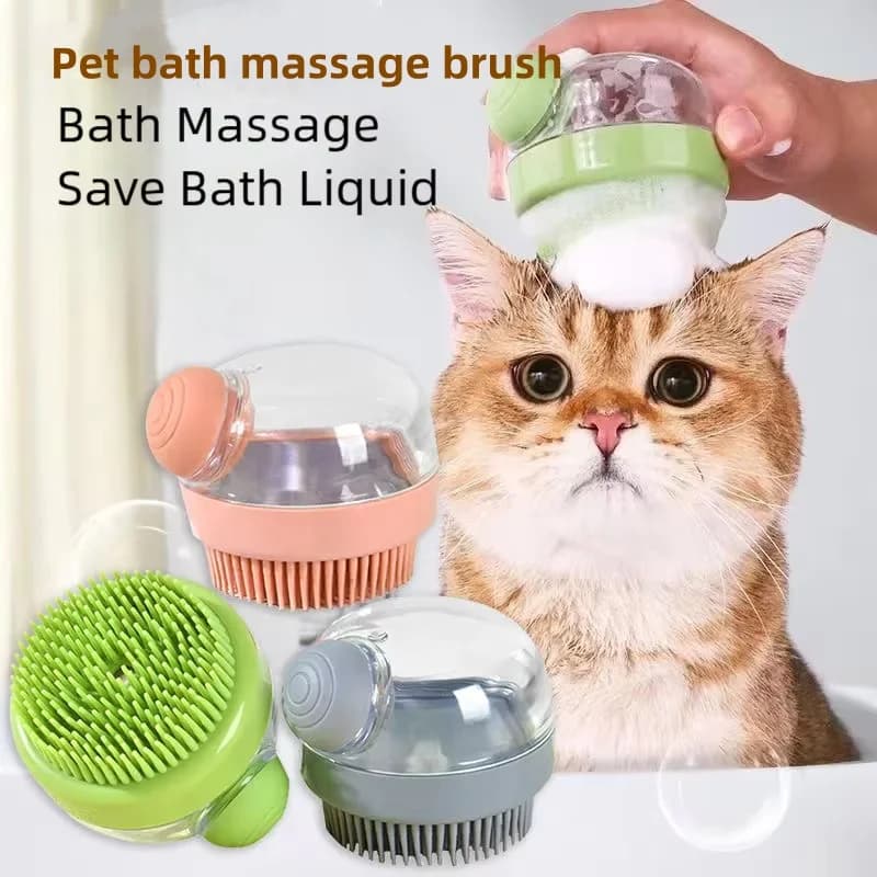 Pet Bath Grooming Brush 1PC Soft Silicone Shampoo Dispenser Design Gentle Massage Hair Fur Cleaning Tool for Cats Dogs