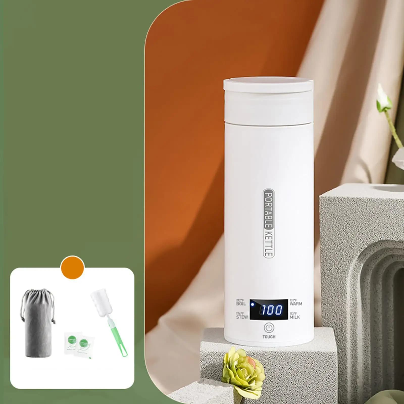 Bollitore Elettrico Portatile con Controllo della Temperatura Regolabile e Design Antigoccia per Viaggi e Campeggio
