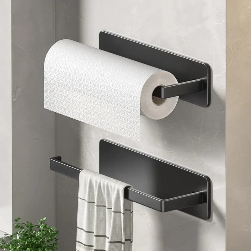 Porta asciugamani di carta da cucina Montaggio a parete Cucina senza chiodi Bagno WC Allunga portaoggetti Porta asciugamani Porta rotolo autoadesivo