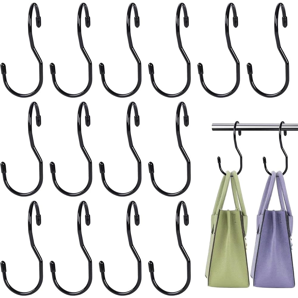 Stainless Steel S-shaped Hook with A 90 Degree Right Angle Bend, Suitable for Hanging Bags, Clothes, and Kitchen Hooks