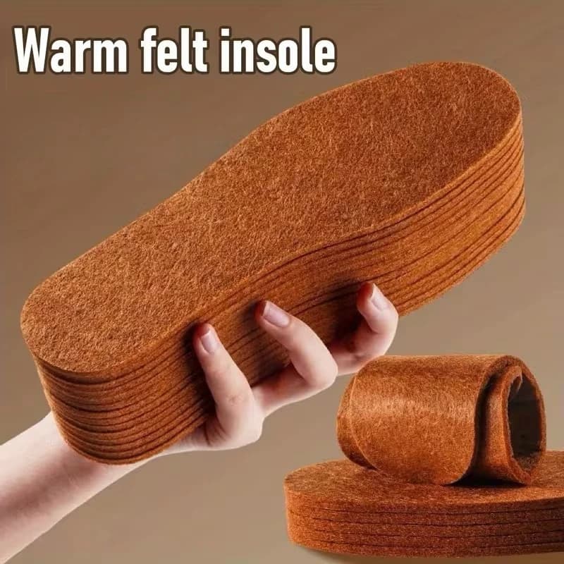 5-20Pairs Wool Felt Insoles Extra Thick Warm Thermal for Men Women Winter Boots Snow Shoes Hiking Skiing Feet Protection