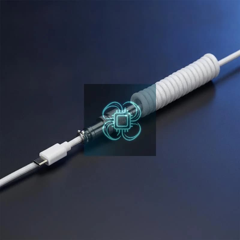 USB‑C Coiled Cable Aviation Connector Cord for Mechanical Keyboard Desktop Computer