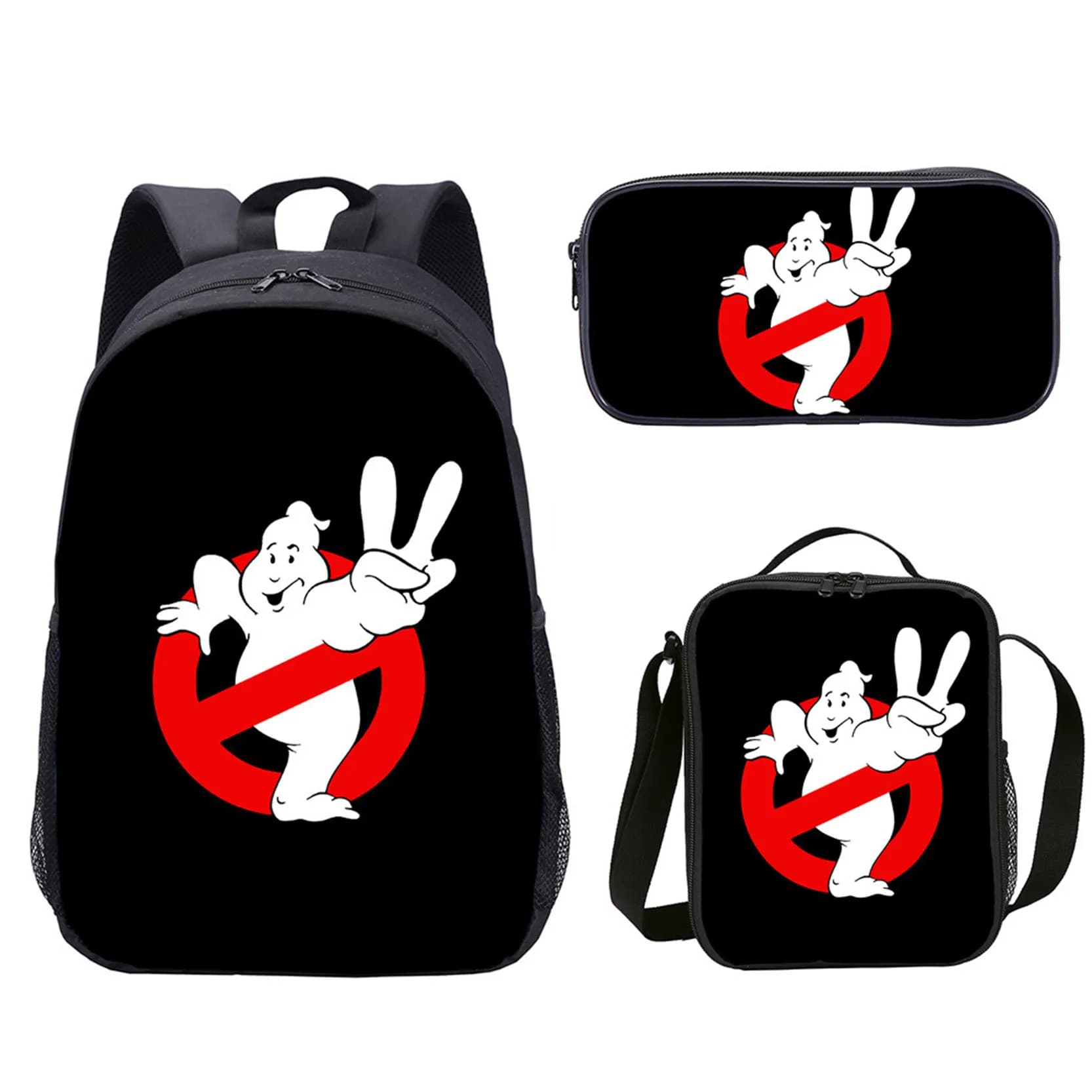 Set di zaini scolastici per studenti 3 in 1 Borsa per libri grafici G-Ghostbusters Zaino classico con borse per il pranzo Borsa per penne Set da 3 pezzi