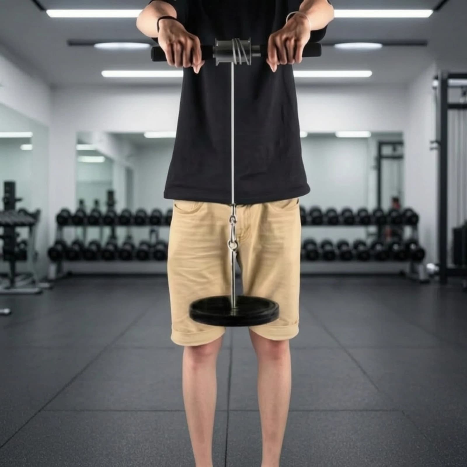 Arm Roller with Hanging Cord Heavy Duty Forearm Training Device with Weight Plate Attachment Forearm Strengthener Sturdy