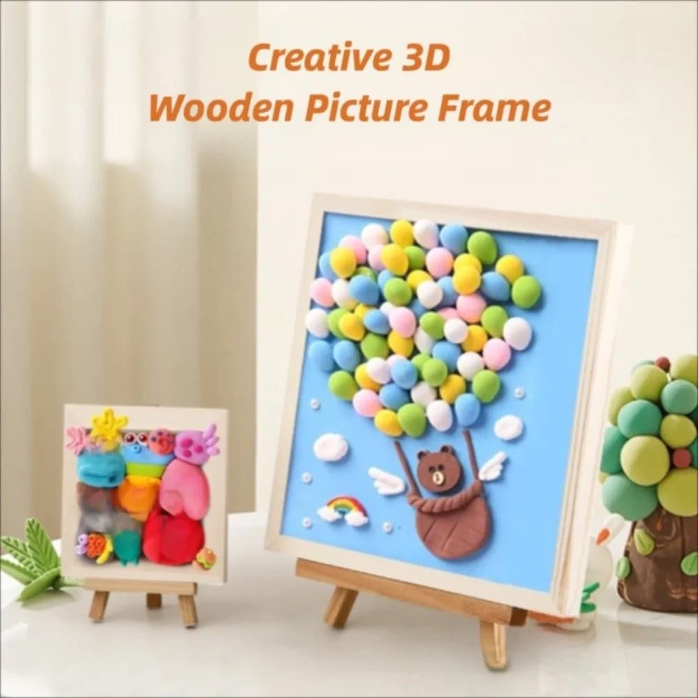 Kids Gift Wooden Blank Clay Frame Creartive DIY Picture Frame Multi Size Party Decor Desktop Ornament Children's Handcraft