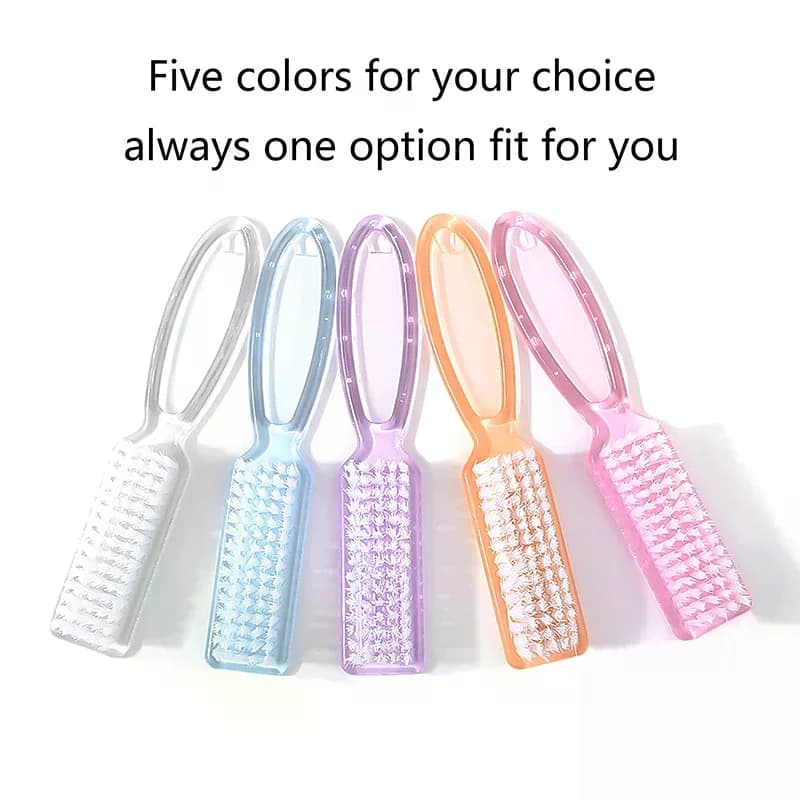 Nail Brushes Transparent Long Handle Soft Remove Dust Nail Brushes Multifunctional Five Color Manicure Pedicure Tools Cleaning