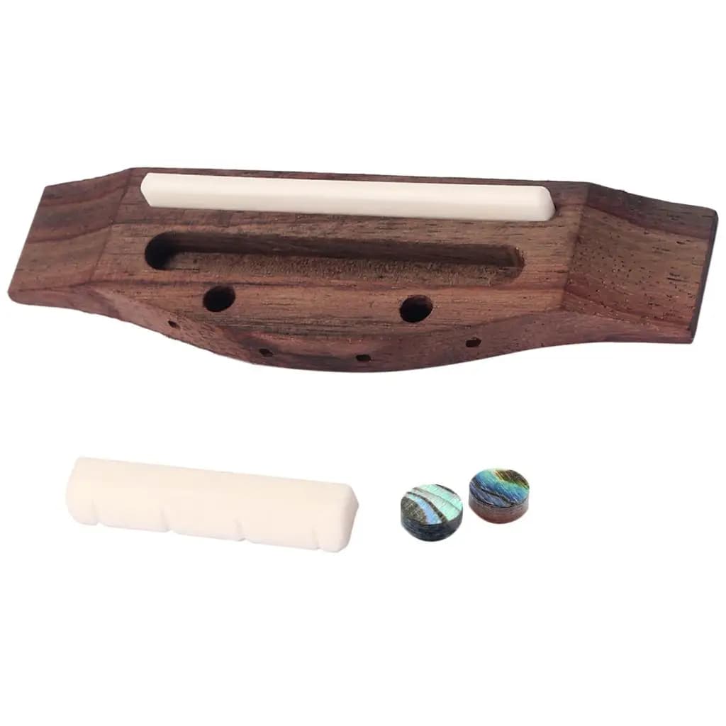Set ponte per ukulele in palissandro con dado a sella, parti di ricambio per chitarra con punti intarsiati a conchiglia