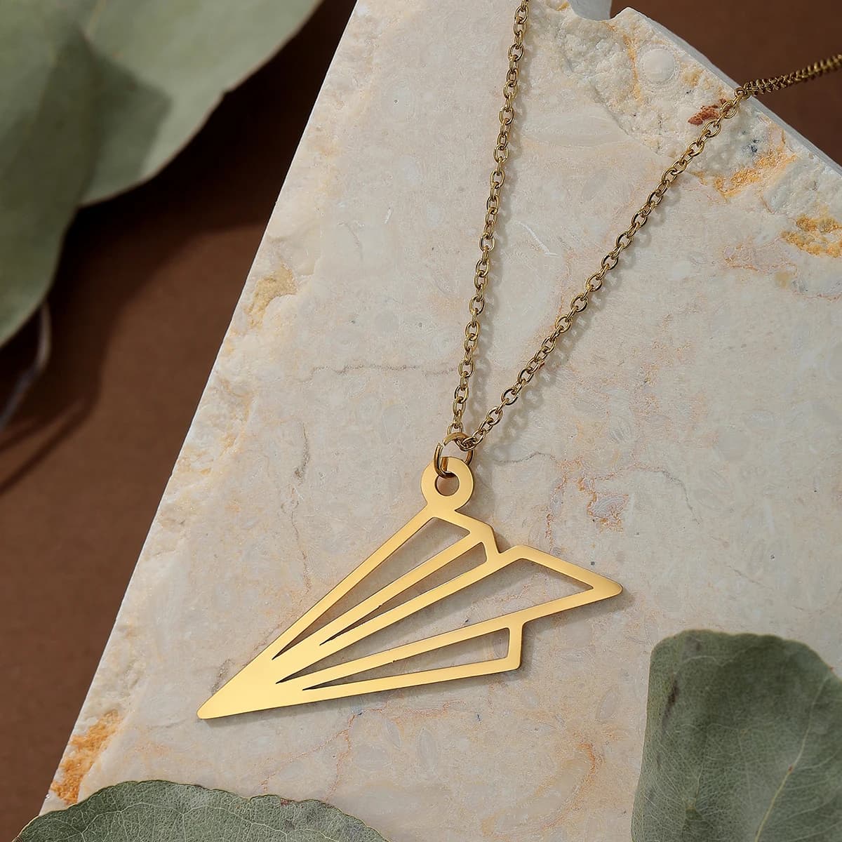 CHENGXUN Paper Airplane Necklace Paper Airplane Charm Origami Pendant Necklace Cute Minimalist Stainless Steel Jewelry