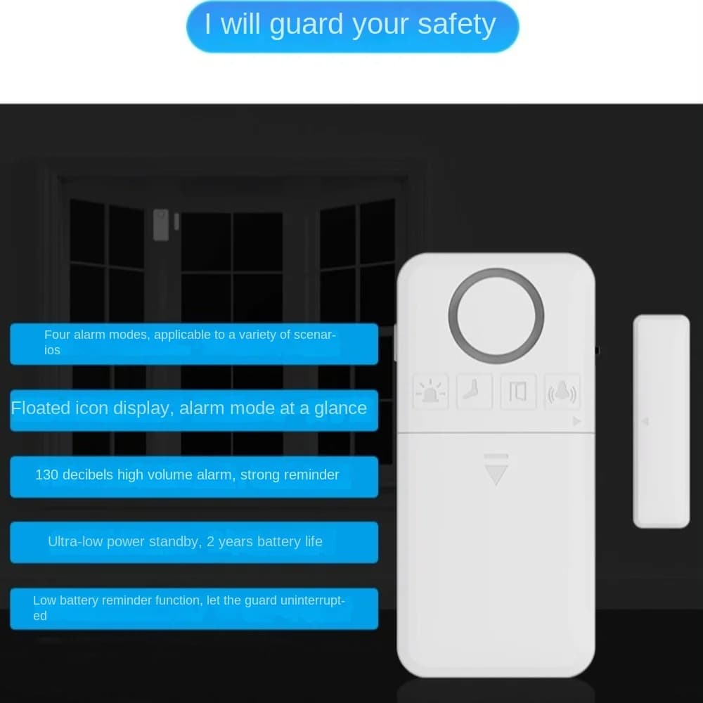 Allarme Sensore per Porte e Finestre alla Moda, Comodo Allarme Domestico Wireless Multiuso, Mini Sensore Bianco per Apertura Porta Camera da Letto