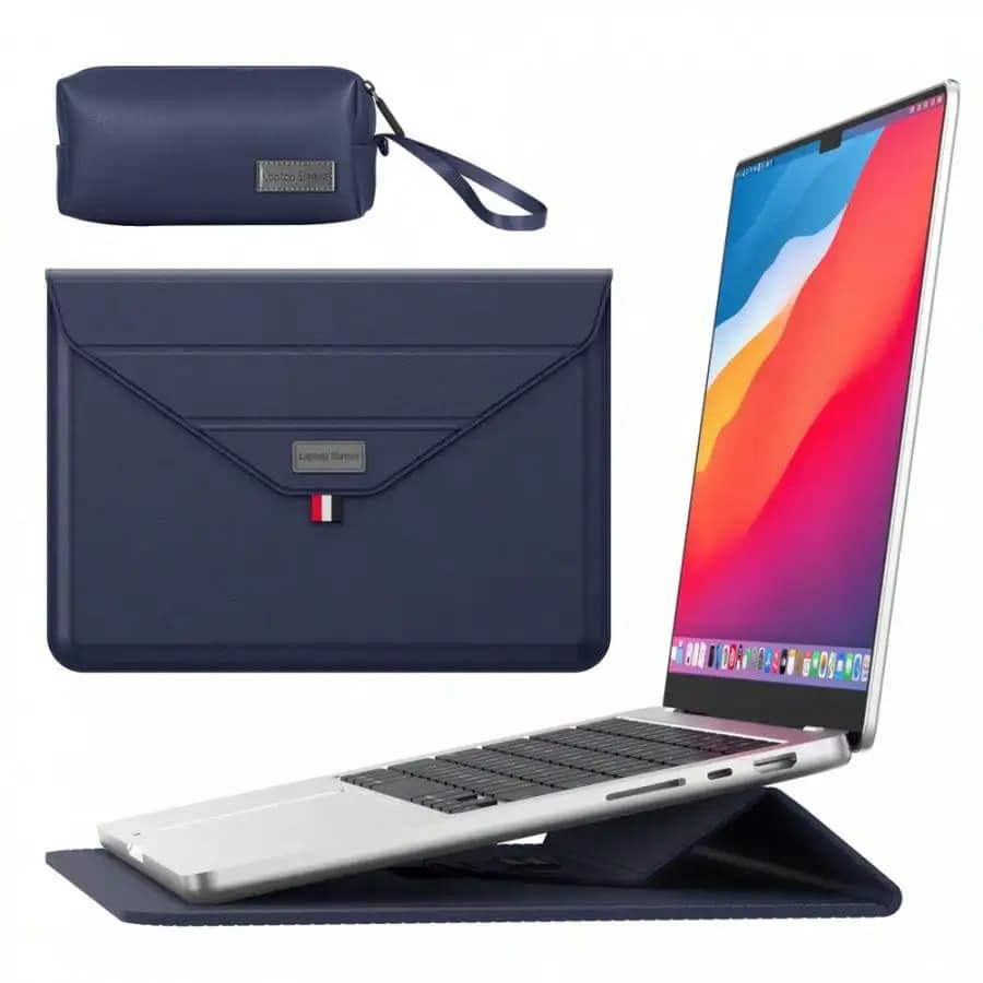Custodia Protettiva Ultra Sottile in PU per Laptop con Supporto, 13 14 15 16 Pollici