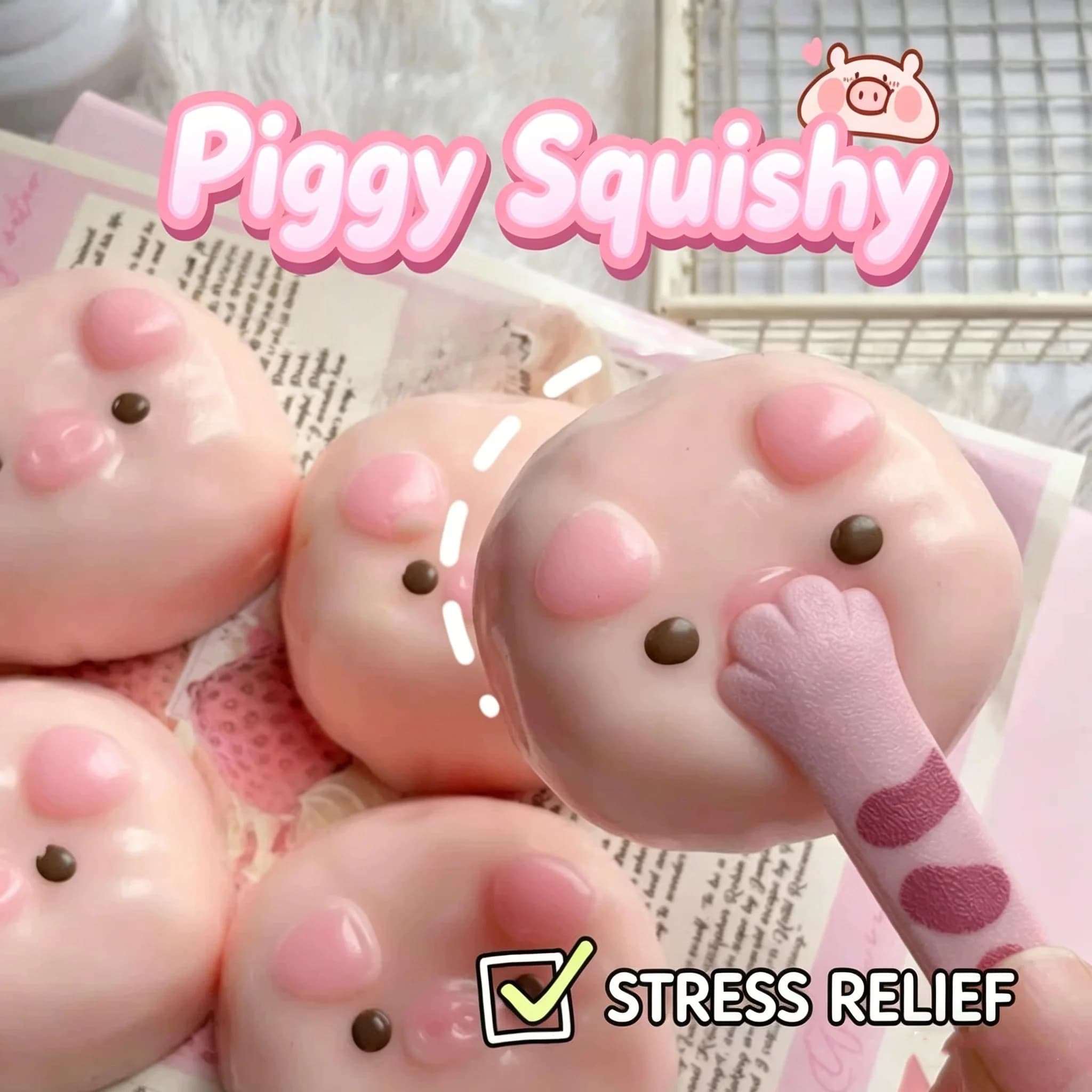 Cute Pink Pig Squishy Sensory Fidget Toy Sticky Slow Rising Squeeze Stress Relief Creative Gift for Adults & Kids Home Daily Use