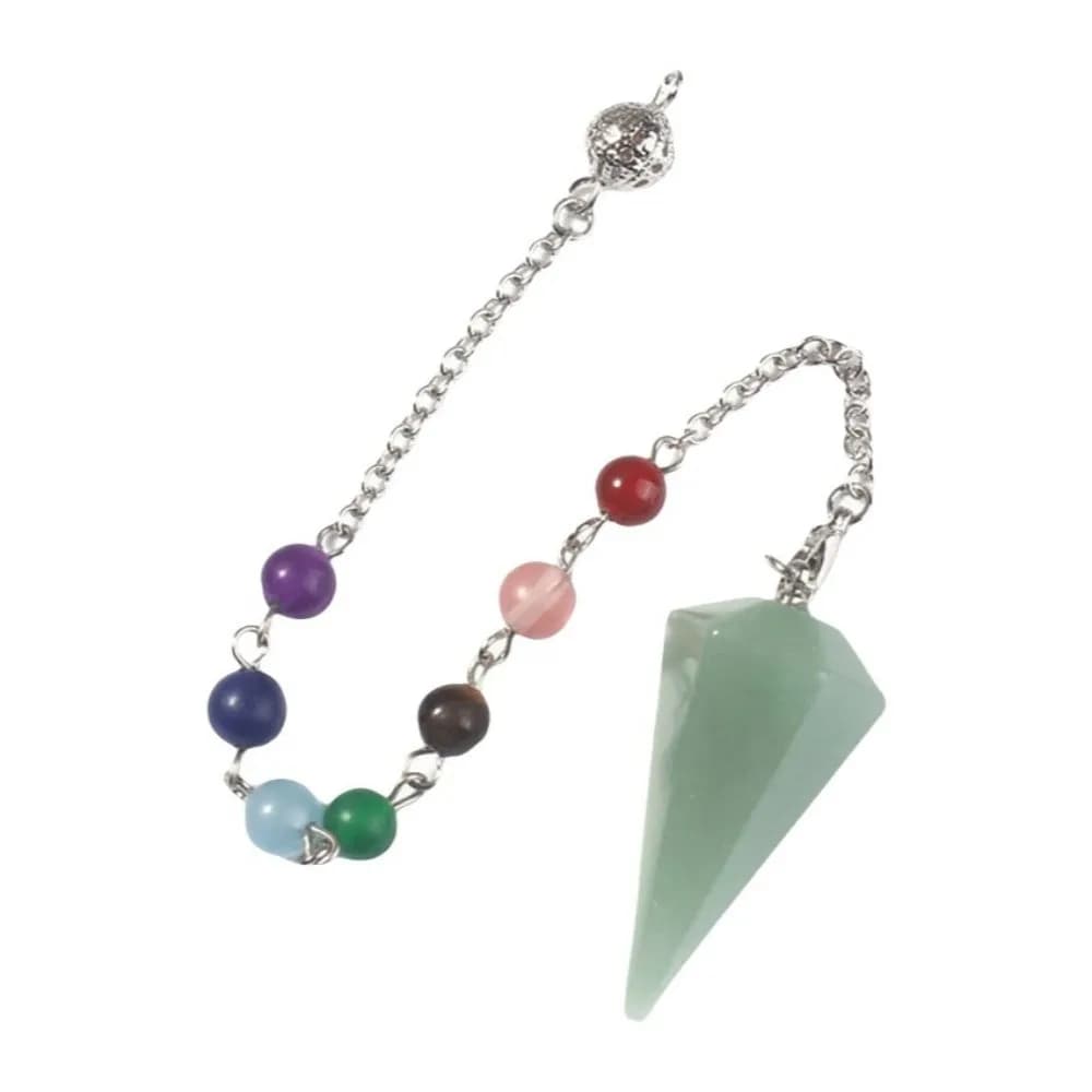 Cone Shape Pearl Crystal Pendant Bead Chain DIY Healing Crystal Pendant Portable Rainbow Color Natural Crystal Necklace