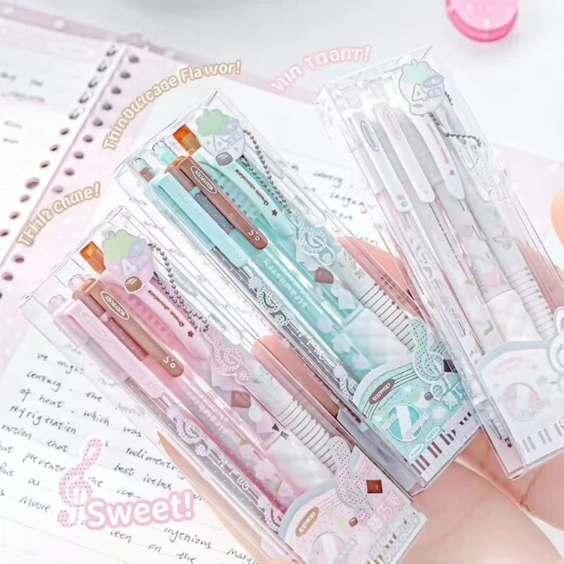 Set di Penne Gel Kawai RosyPosy Berry Melody Note 2 ST 0.5mm, 1 Penna Cancellabile, 1 Penna Aromatica con Impugnatura Morbida, 1 Ciondolo Omaggio, Articoli di Cancelleria di Valore