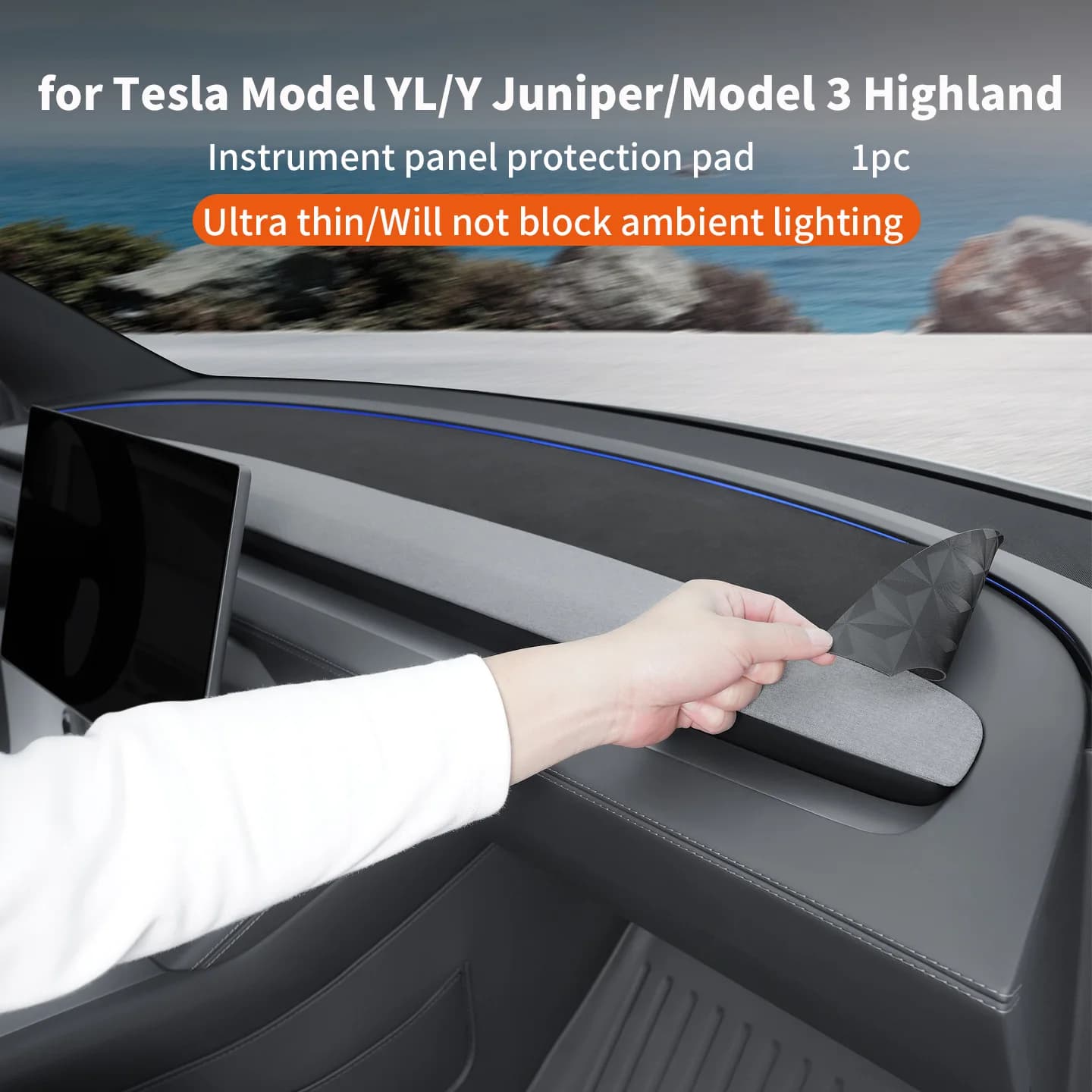 Per Tesla Model Y Juniper, tappetino protettivo per console centrale, tappetino parasole per cruscotto Model YL/3 Highland a 6 posti, versione ultrasottile