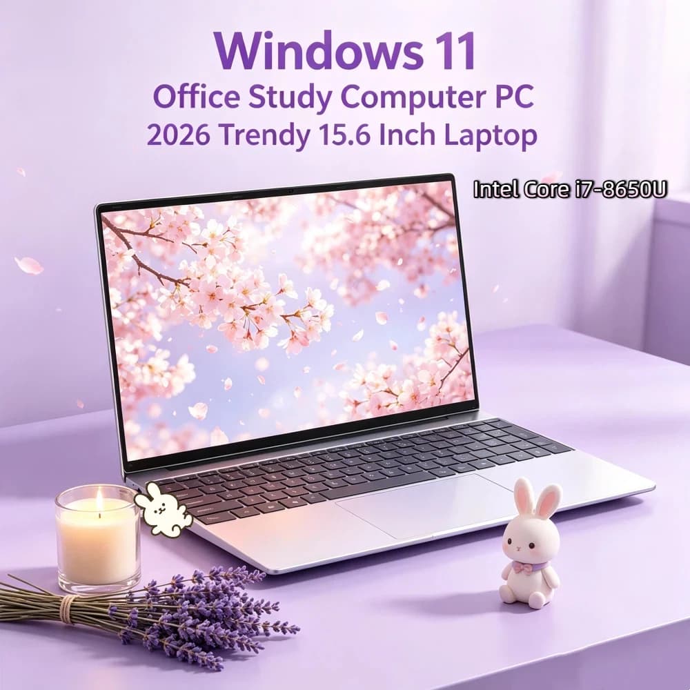 Notebook Ultra Sottile 15.6" 2026 Solid per Studio, Intel Core i7-8650U, 32GB RAM, 2TB SSD M.2, Windows 11 Pro, Laptop per Ufficio
