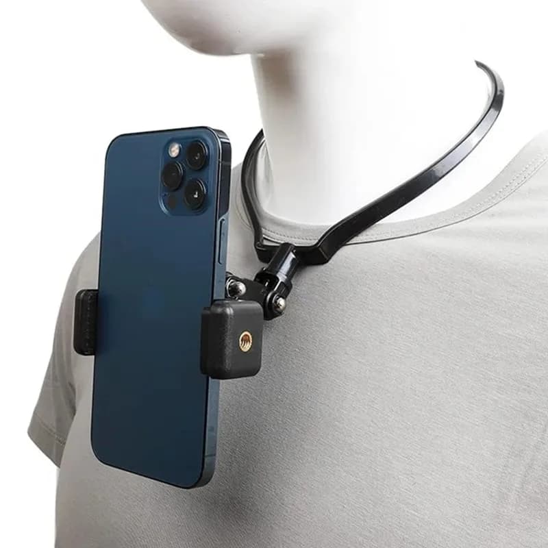 Supporto da Collo Indossabile a Mani Libere, Supporto Universale per Telefono da Appendere, per iPhone 17 ProMax Samsung GoPro, Stazione di Ricarica e Staffa