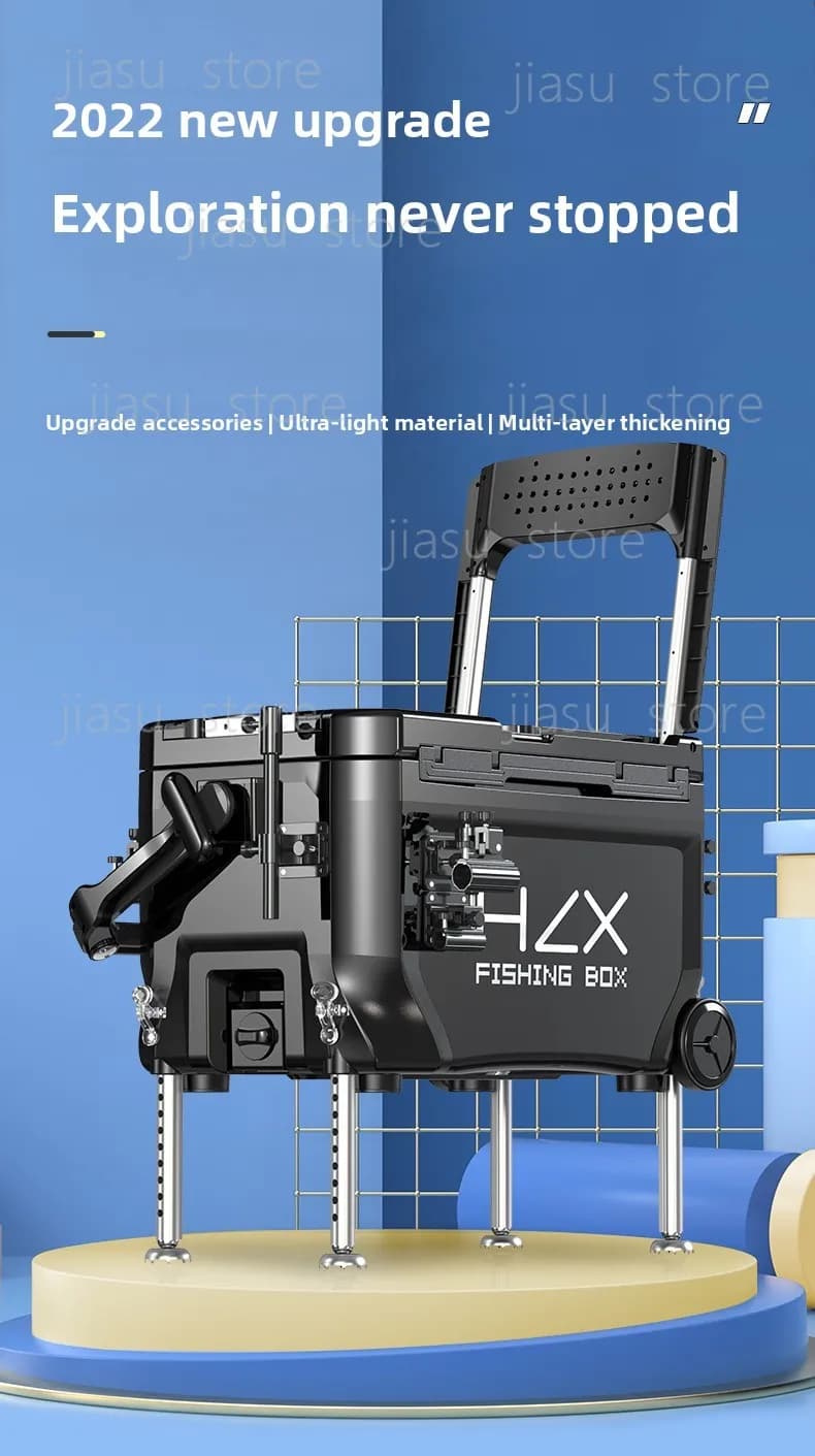 Multifunctional Ultralight Fishing Box 2026 New with Platform, Adjustable Seat to 4 Legs and Complete Set of Fishing Equipment