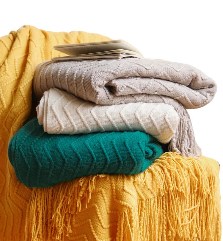 Coperte lavorate a maglia con onde natalizie verdi Copridivano morbido e solido strutturato Coperta decorativa lavorata a maglia accogliente con nappe Coperte regalo