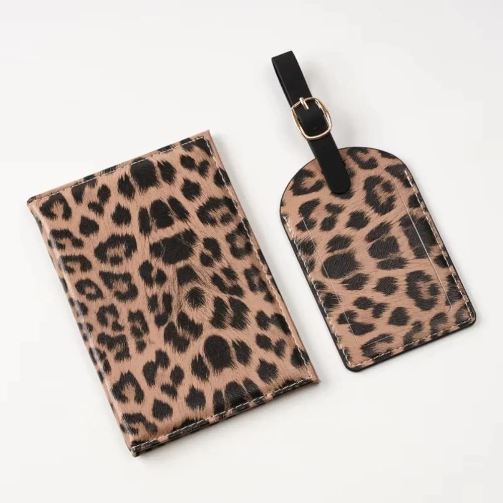 2pcs Leopard Print Passport Cover PU Leather Unisex Design Passport Holder Protective Cover Storage Bag Travel Document Holder
