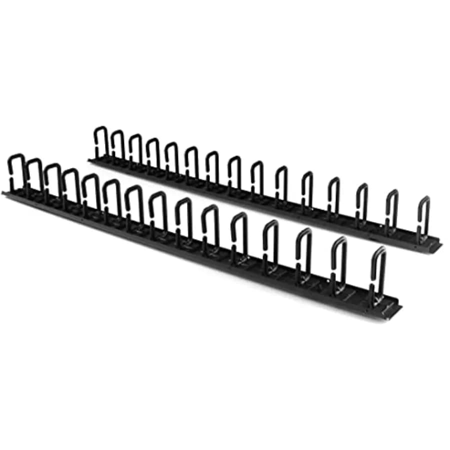 Confezione da 2: Gestione Cavi per Rack Server Verticale 20U con Ganci a D per Rack di Rete 40U, 2x 91cm (3ft) Organizzatori Cavi Neri Durevoli