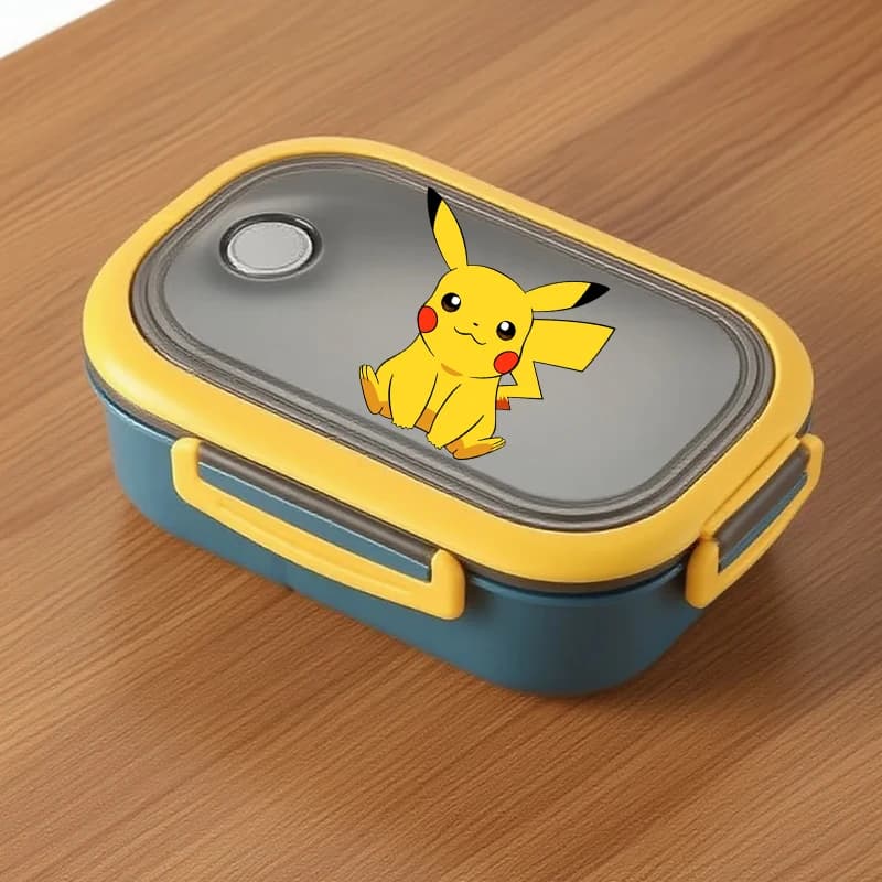 Porta Pranzo Bento Portatile per Ragazzi e Ragazze, Scatola per Alimenti con Scomparti a Tema Anime Pokemon, Contenitore per Frutta, Scatola per Pranzo da Microonde, Scatola per Picnic, Regalo di Natale