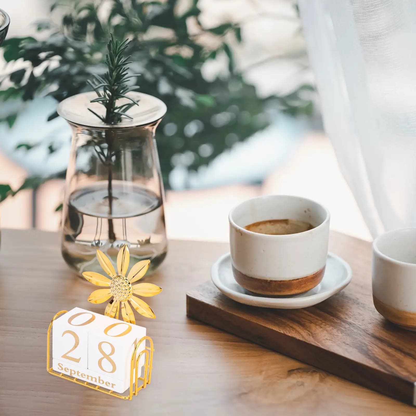 Calendario in Legno a Blocchi, Elegante Decorazione da Scrivania, Perpetuo, per Ufficio e Esterni, Pratico, Riutilizzabile, Comodo Regalo