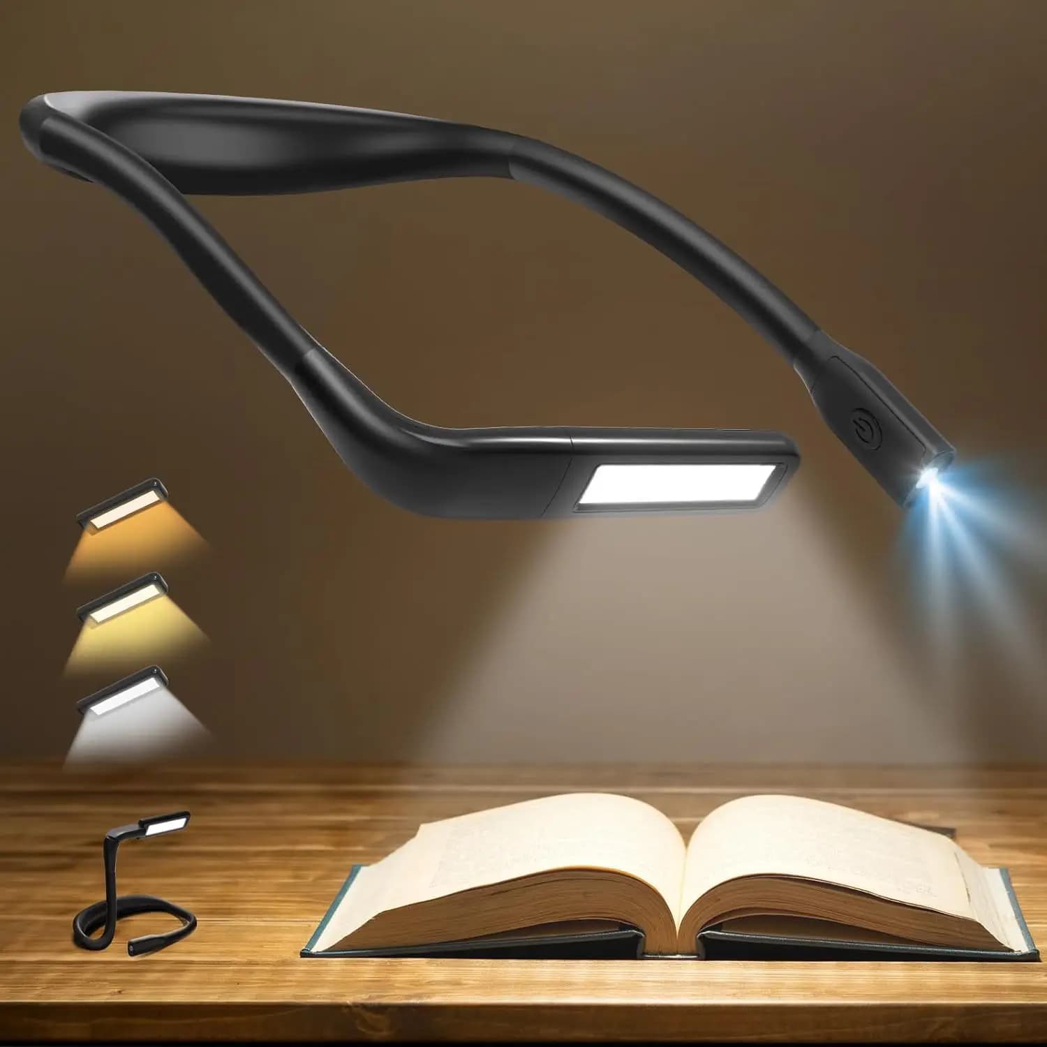 Luci da lettura a LED per il collo, ricaricabili, flessibili, regolabili, portatili, da appendere, per illuminazione da campeggio