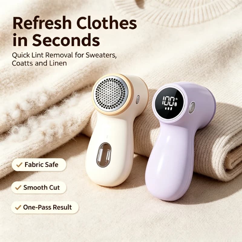Portable Lint Remover 2-in-1 Rechargeable Digital Display Lightweight Fabric Shaver Household Clothing Tool