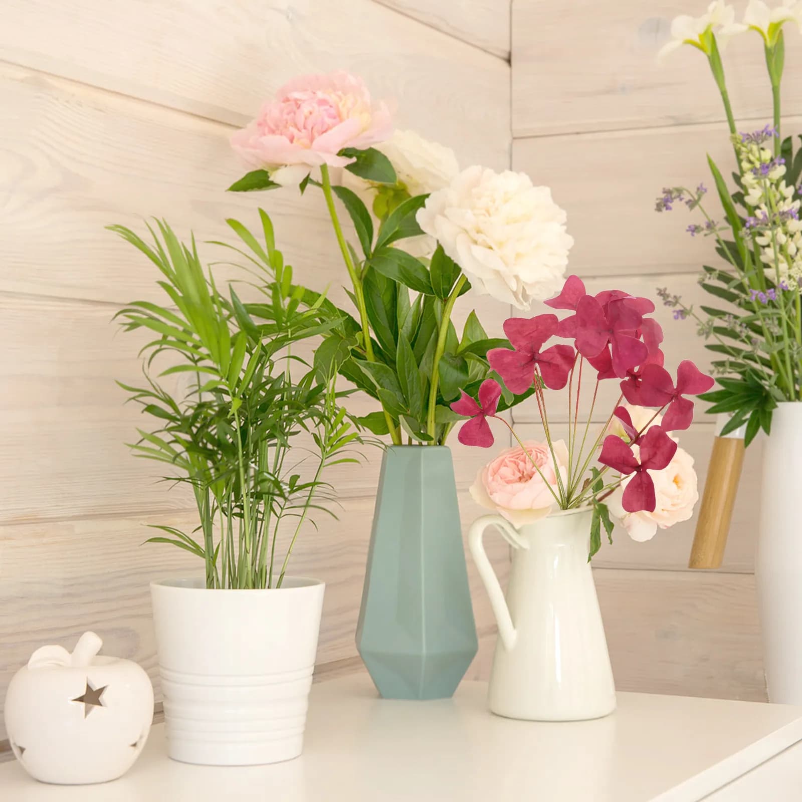 Pianta Artificiale di Trifoglio in Vaso, Fiori Finti Viola, Decorazioni per la Festa di San Patrizio, Centrotavola per Casa e Feste, Composizioni Floreali