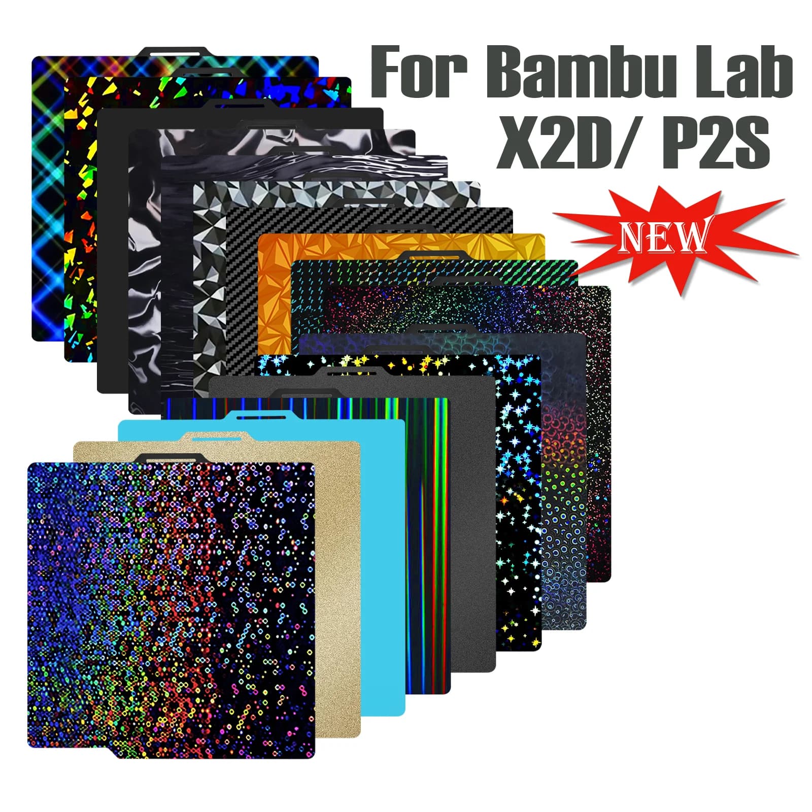 Piastra di stampa Bambu Lab X2D liscia in carbonio PET PEI testurizzata, piastra di stampa X2D migliorata, ricambi per stampante 3D Bambu Lab X2D Bamboo P2S