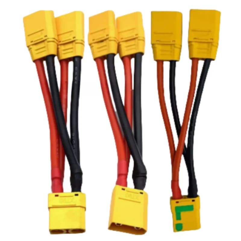 XT90 connector and anti-ignition coupling for battery models of Ames AMSS aircraft, 10AWG extra soft silicone cable for drones