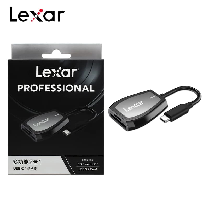 Lettore di schede originale Lexar Professional RW470 USB3.2 Gen1 Type C Lettore a doppio slot Supporto per scheda Micro SD Lettura di schede SD Max 312 MB/s