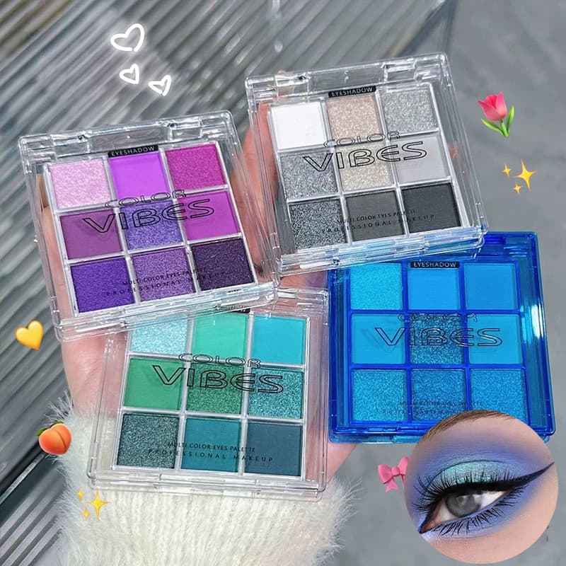 Multi-colored umbrella palette with 9 grilles Glitter Ombretto matt perlescent Shimmer Women's long-lasting makeup palette Cosmetic