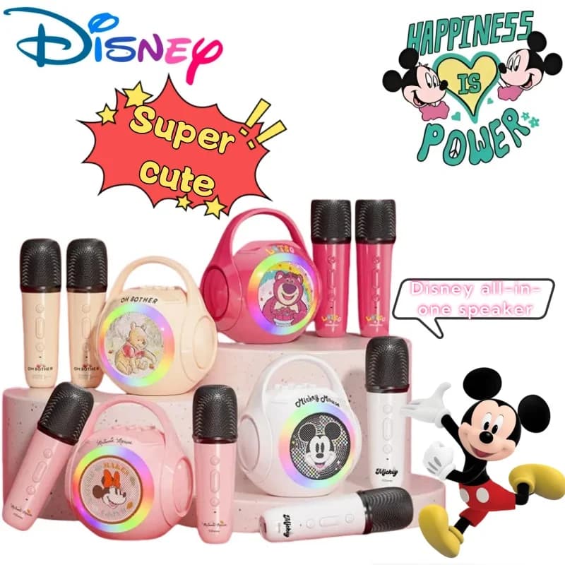 Disney Topolino Orso Fragola Carino Fashion Home Edition Karaoke Altoparlante Bluetooth senza fili Microfono All-in-One Giocattolo per bambini Regalo