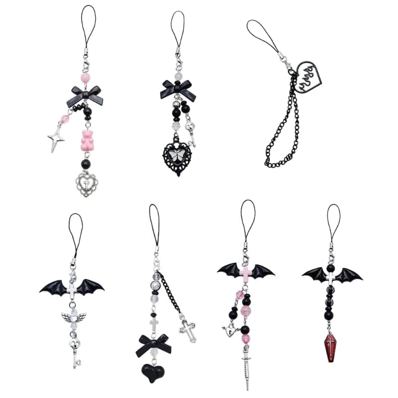 Goth Y2K pendant Kawaii keyring for women's bag accessory