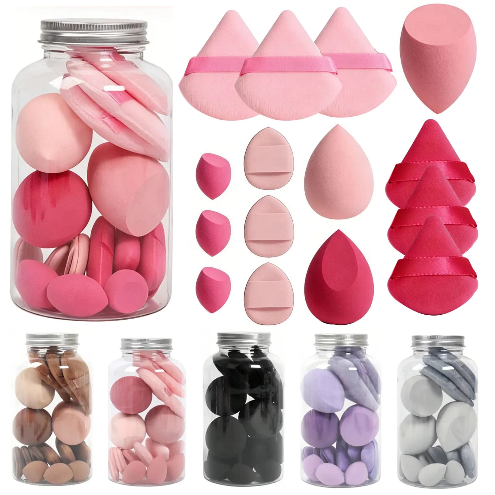 Set di spugne per il trucco da 15 pezzi, mini spugne per il trucco Beauty Blender per liquidi, polveri, correttori, fondotinta, strumenti per il trucco del viso