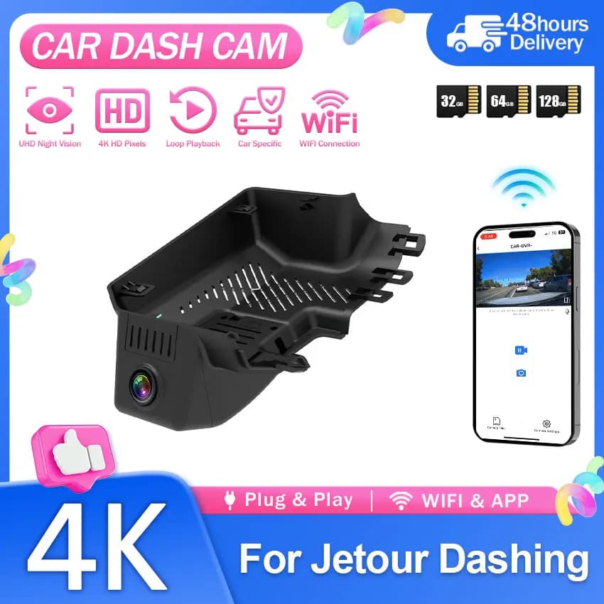 Plug And Play 4K 2160P Dash Cam Camera DVR Night Vision Wifl Video Recorder For Chery Jetour Dashing 2022-2026