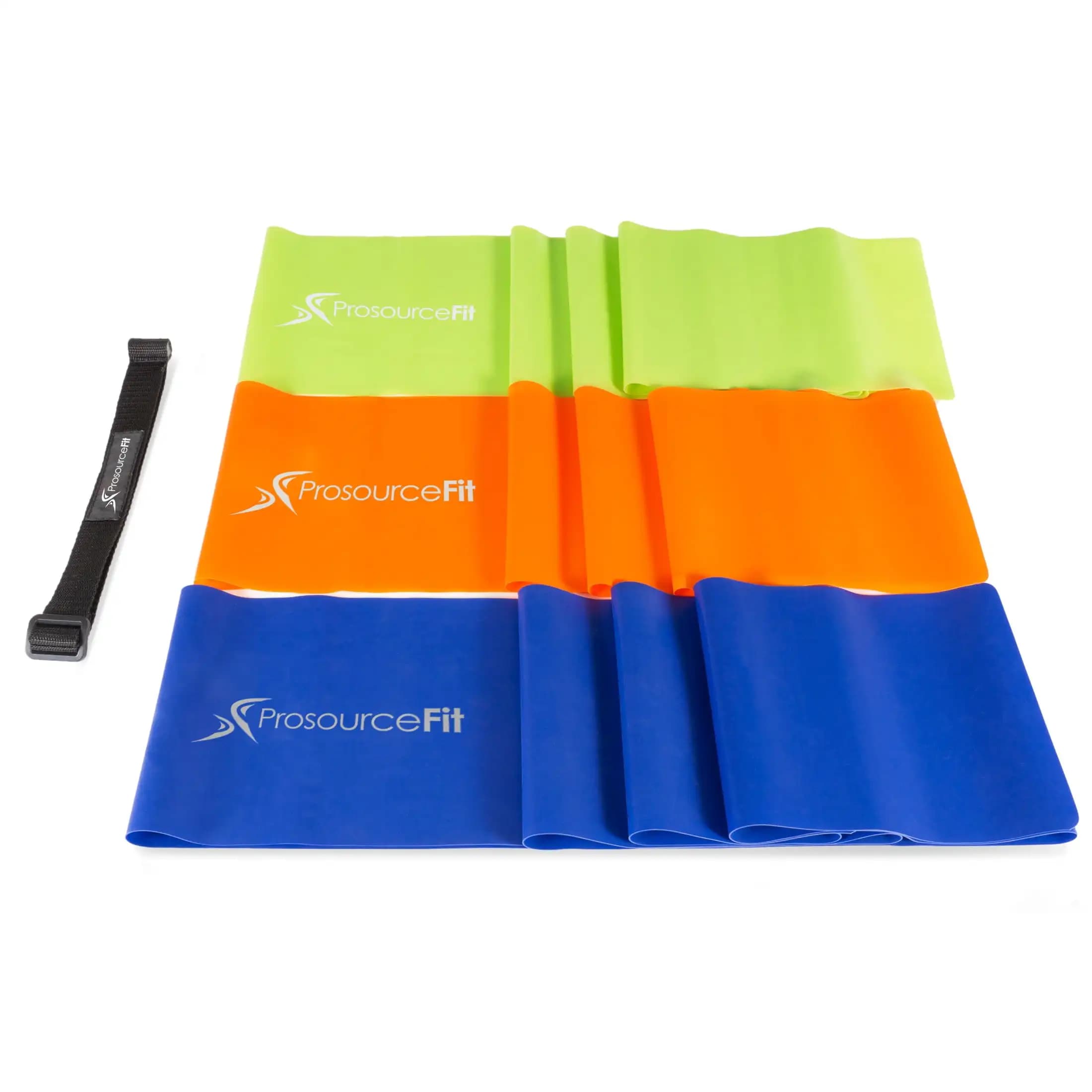 Set of 3 flat resistance bands, for physiotherapy exercises, legs and buttocks at home or in the gym.