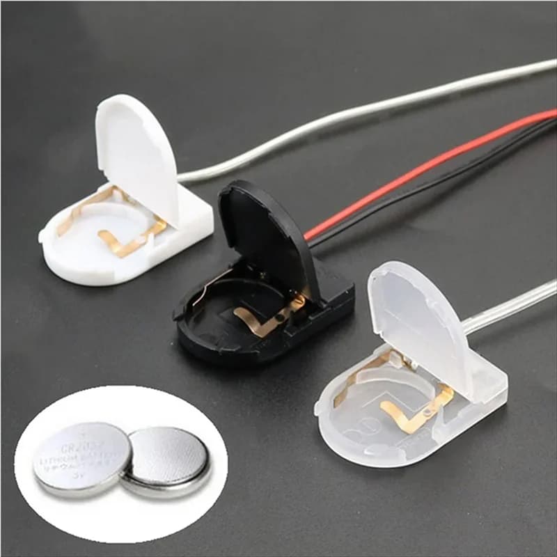 5PCS Single Slot CR2032 CR 2032 Button Battery Button Cover Case Support With ON-OFF Switch Conductors Wire 3V Battery Container