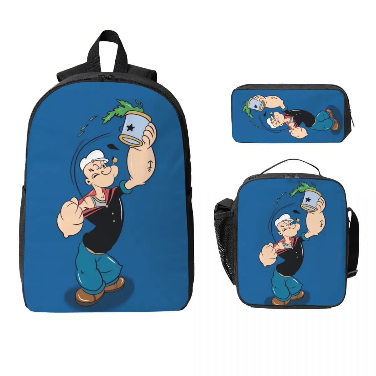 3Pcs P-popeyes Backpack Set for Girls Boys Pencil Boxes Bookbag Sets with Lunch Box For Primary School Students Daypack