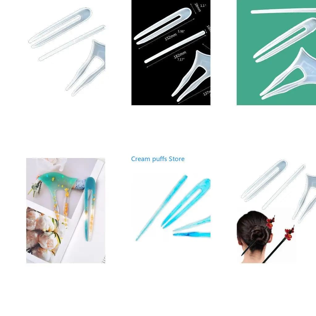 50LE 3Pcs Barrette Hair Clip Silicone Epoxy Resin Mold Hair Pin Jewelry Casting Mold