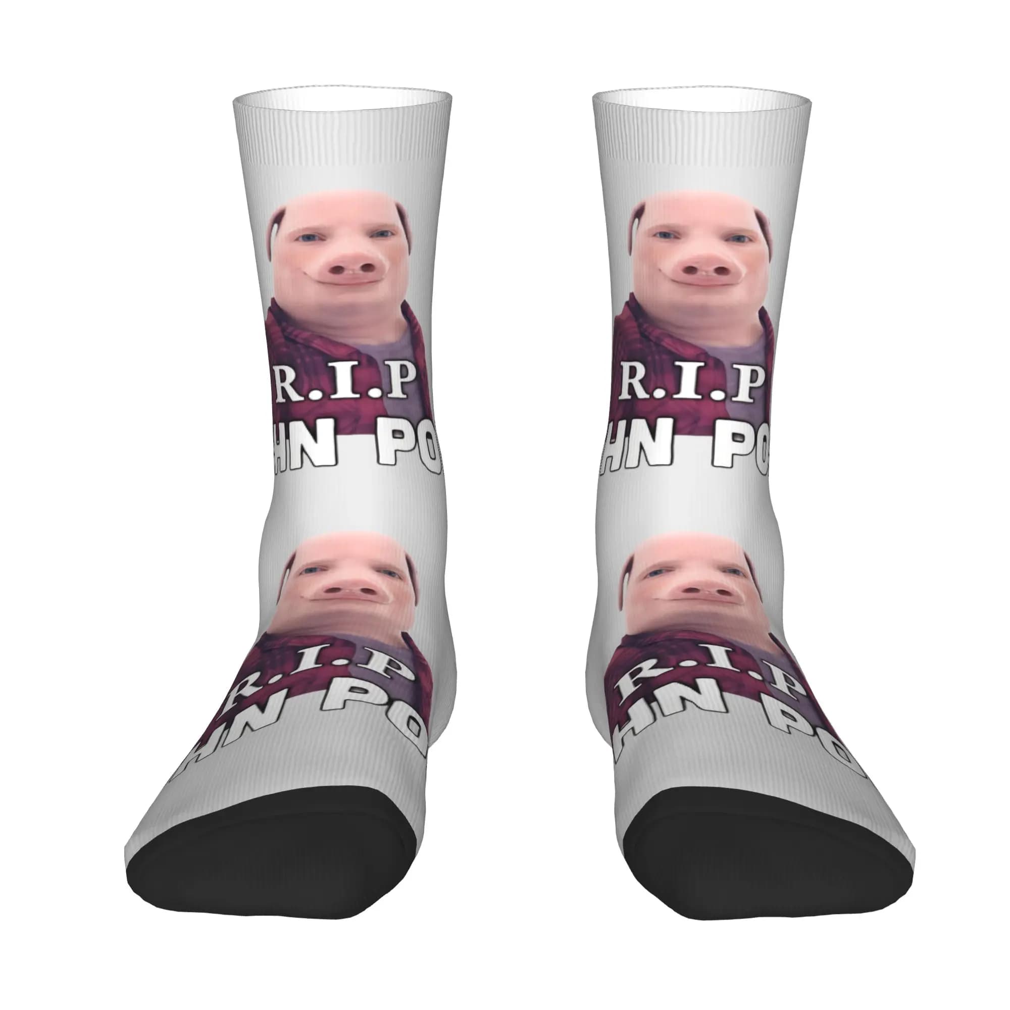 Custom John pork is calling Men's Crew Socks Unisex Fun 3D Printing Funny Pig Dress Socks