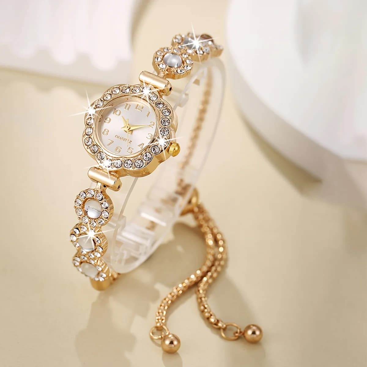 Eleganti orologi da donna con strass, orologio da polso al quarzo con cinturino a bracciale, orologio da donna, regalo per ragazze (senza scatola)