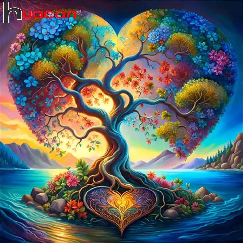 Huacan Love Tree Crown 5D Diamond Painting Handmade Gift New Arrivals Full Square Round Diamond Mosaic Complete Kit Home Decor