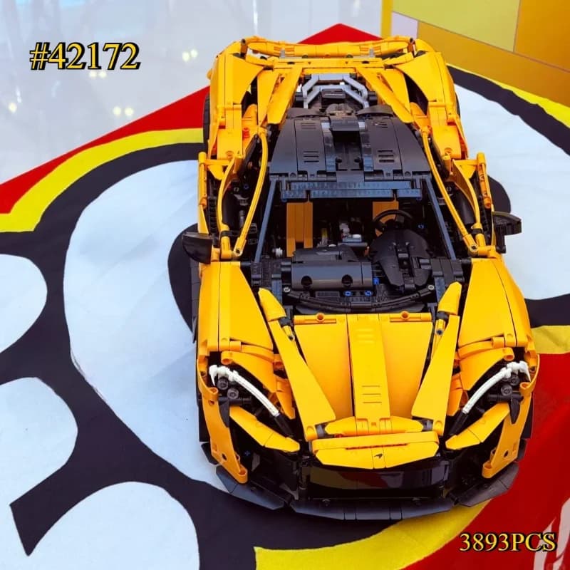Auto Sportiva Gialla Assemblata 1:8 42172 Set di Blocchi da Costruzione Compatibili con Particelle Lego, Adatti per Regali di Natale, 3893 Pezzi