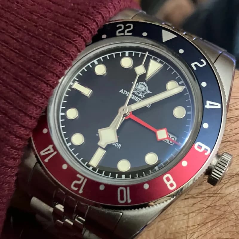 ADDIESDIVE Fashion Men GMT Watch Bubble Mirror Pot Cover Glass Sport Quartz Wristwatch 20ATM Diving Waterproof Luminous Watches