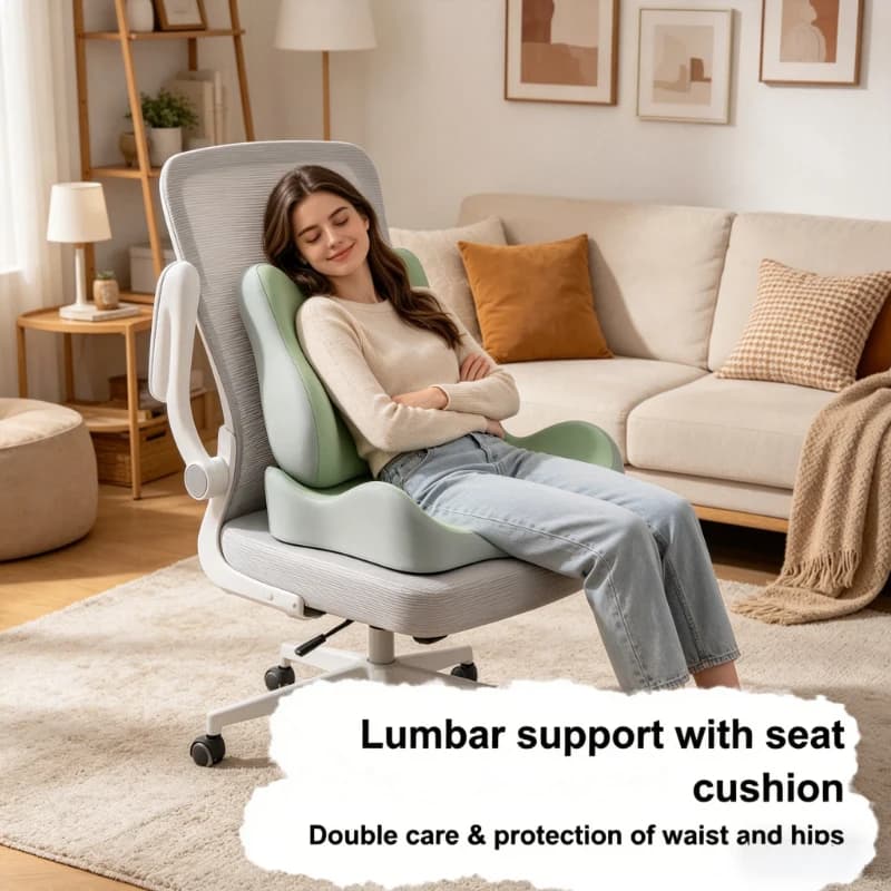 Cuscino Ergonomico in Memory Foam per Coccige, 2 Pezzi, Design Curvo, Sollievo dalla Pressione, Supporto Lombare per Sedia da Ufficio e Auto