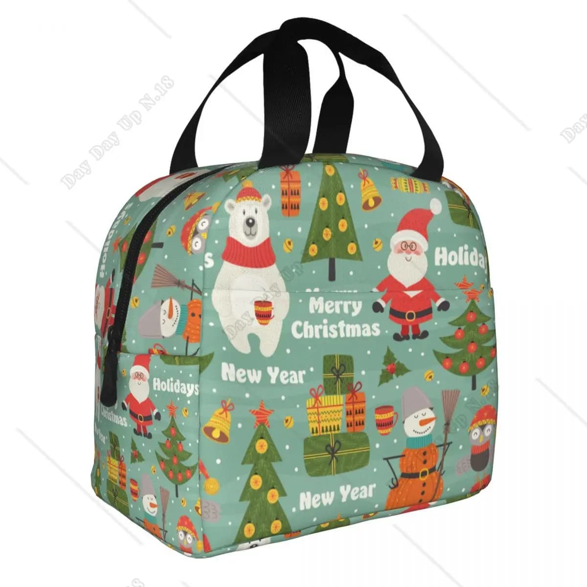 Battito di Natale e Babbo Natale Borse per il pranzo per borsa da picnic per alimenti all'aperto con bento box termica termica unisex