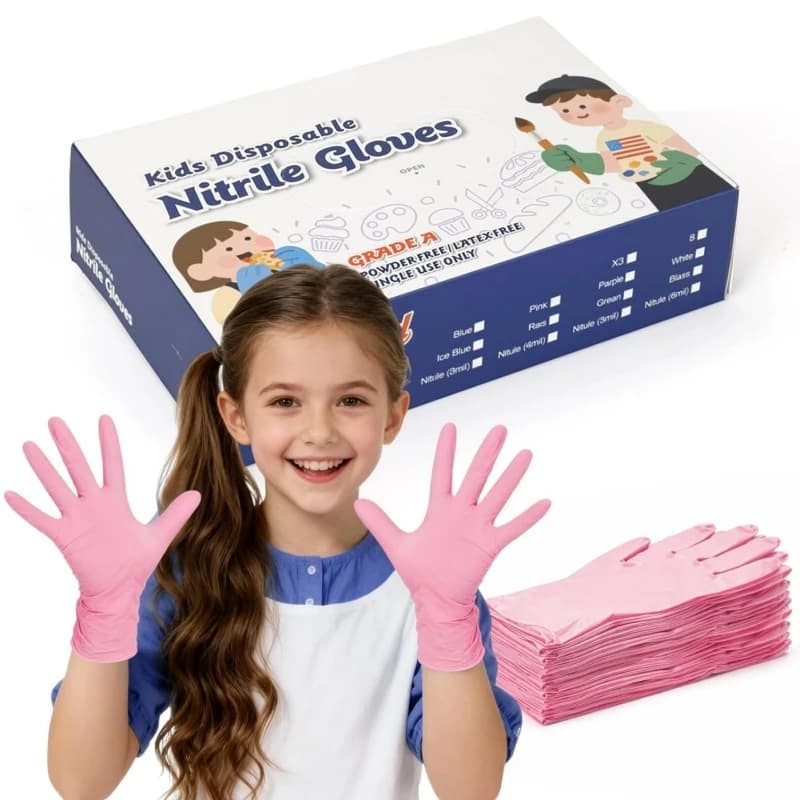 Guanti monouso in nitrile per bambini, 20/50/100 pezzi, per bambini dai 6 ai 15 anni, guanti domestici senza lattice per artigianato, cucina, pittura, fai da te